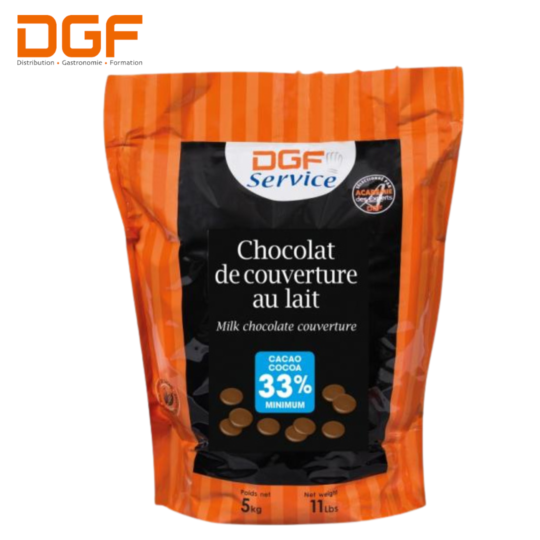 DGF Service Milk Chocolate Couverture Coins 33% 5kg