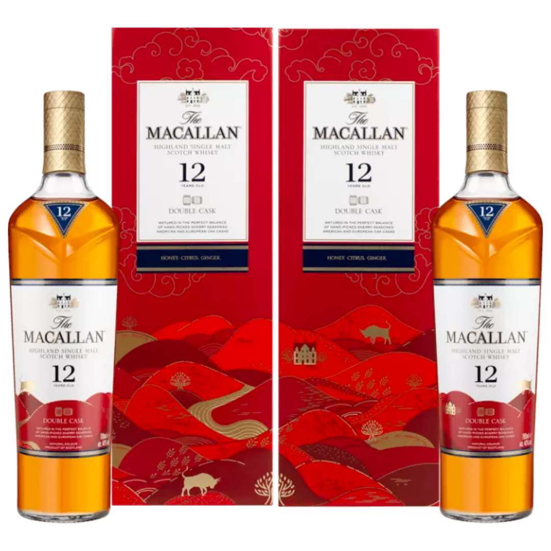 The Macallan Double Cask 12YO Highland Single Malt Scotch Whisky 2021 Lunar New Year Year of the Ox Festive Set (2 Bottles)