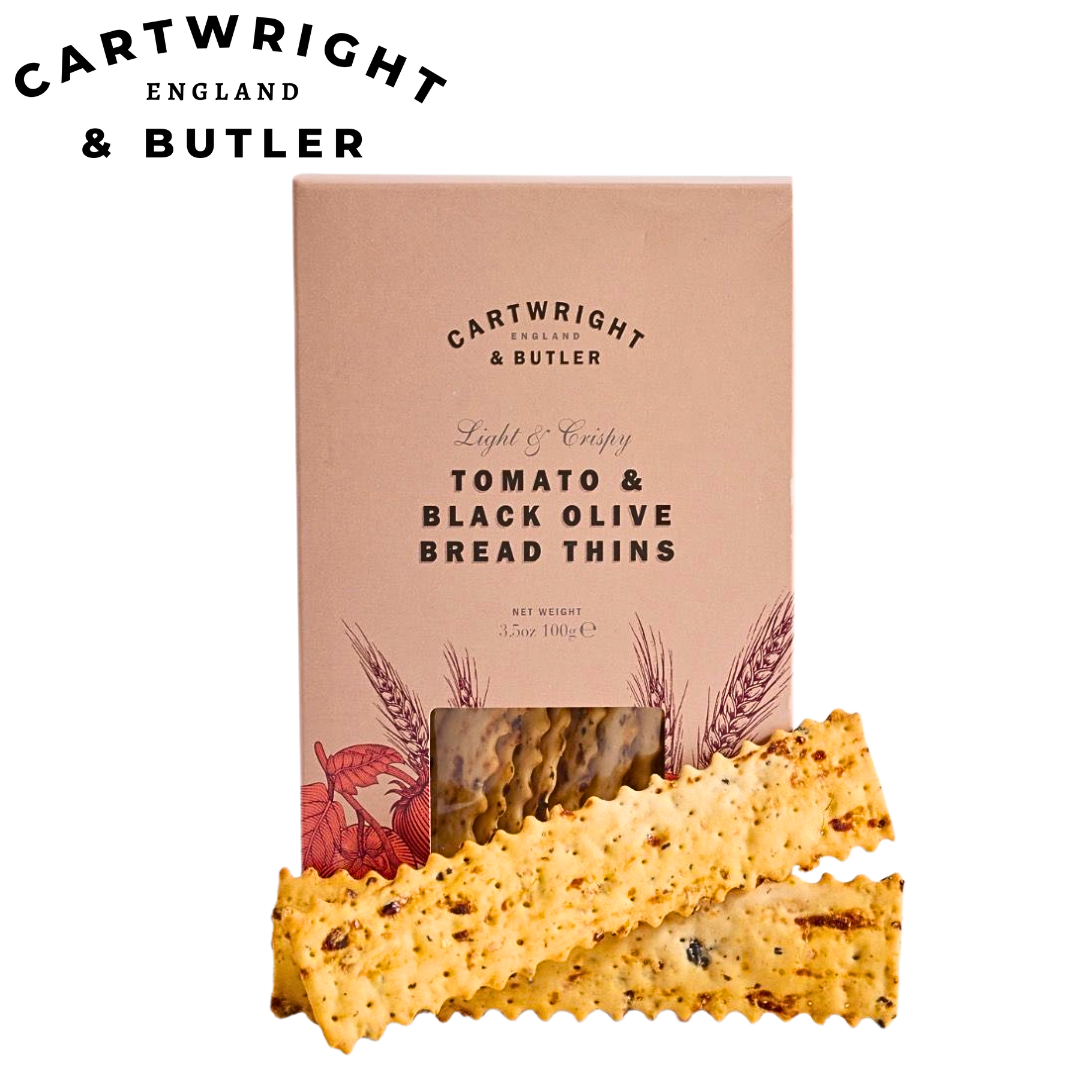Cartwright & Butler Tomato and Black Olive Bread Thins 100g crisp wheat flatbreads