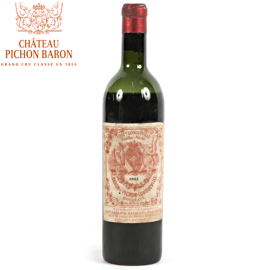 Château Pichon-Longueville au Baron de Pichon-Longueville 1957 historic Pauillac wine bottle