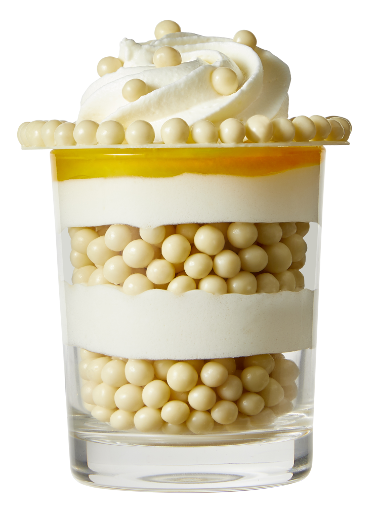 Dessert with Callebaut White Chocolate Crispearls