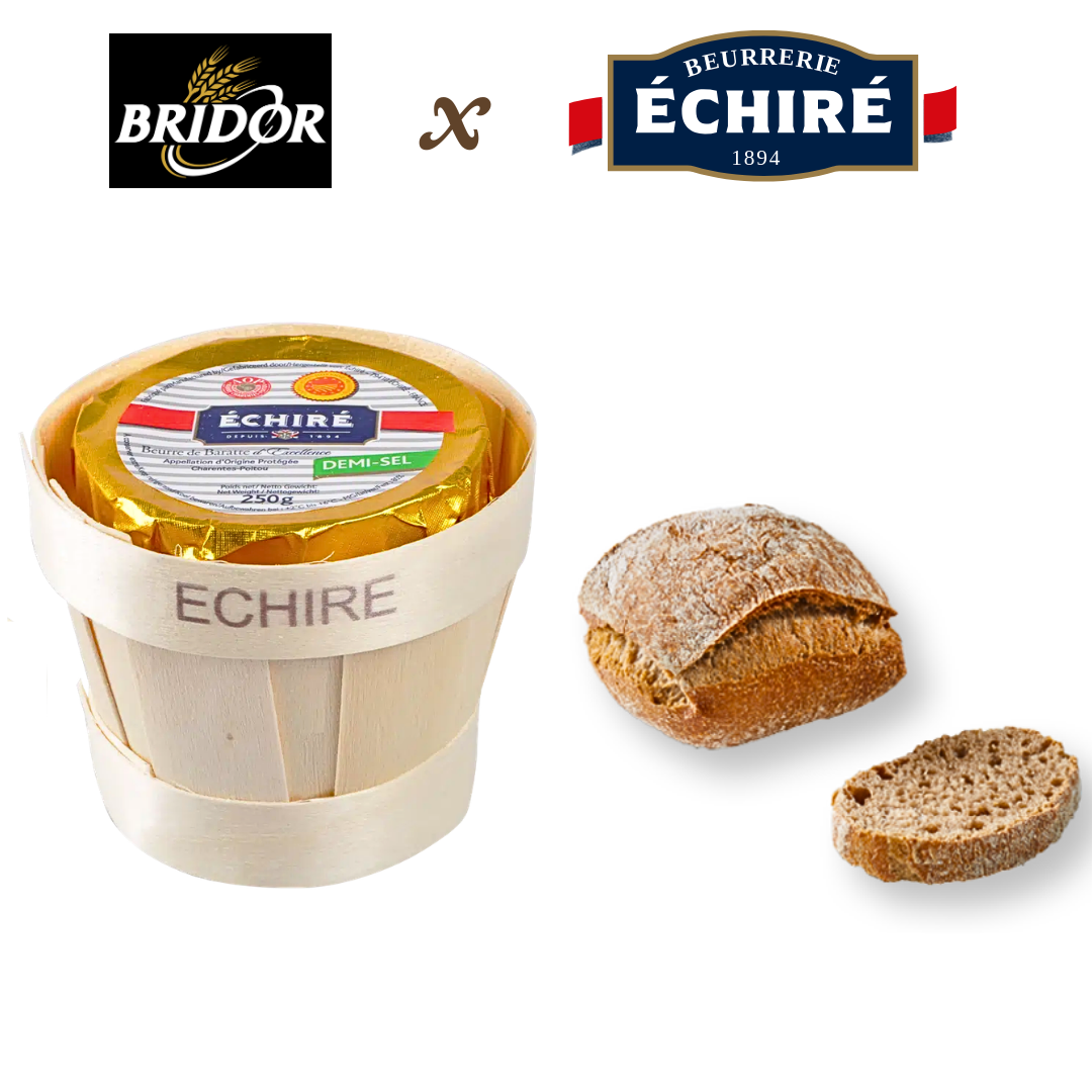 Echire Demi-Sel Butter 250g with Bridor Panidor Mini Dark Rolls