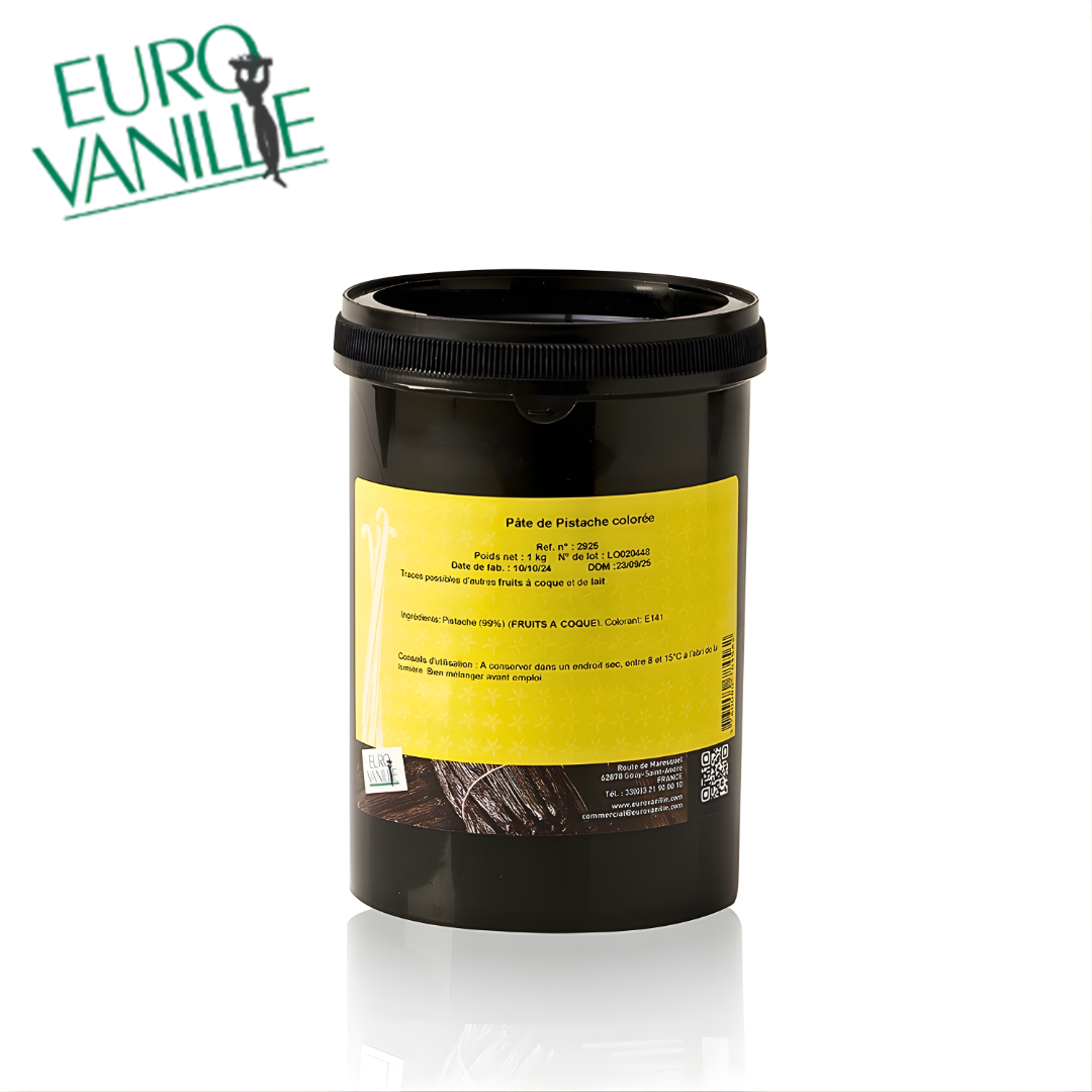 Eurovanille colored pistachio paste 1kg professional bucket