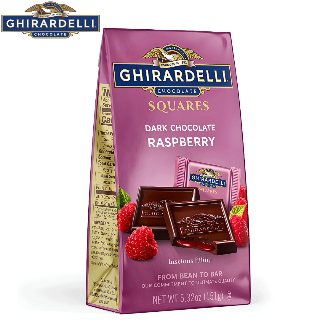 Ghirardelli Dark Chocolate Raspberry SQUARES Medium Bag