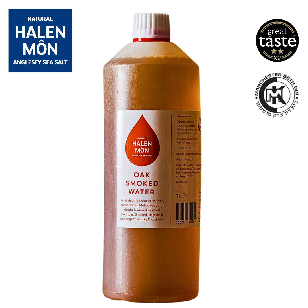 Halen Môn Smoked Water 1 litre naturally smoked mineral water bottle from Wales