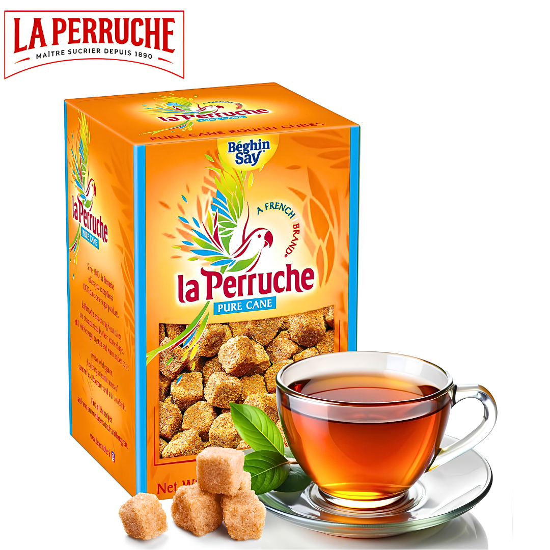 La Perruche Rough Cut Brown Sugar Cubes 100% Pure Cane Sugar France 250g used for tea
