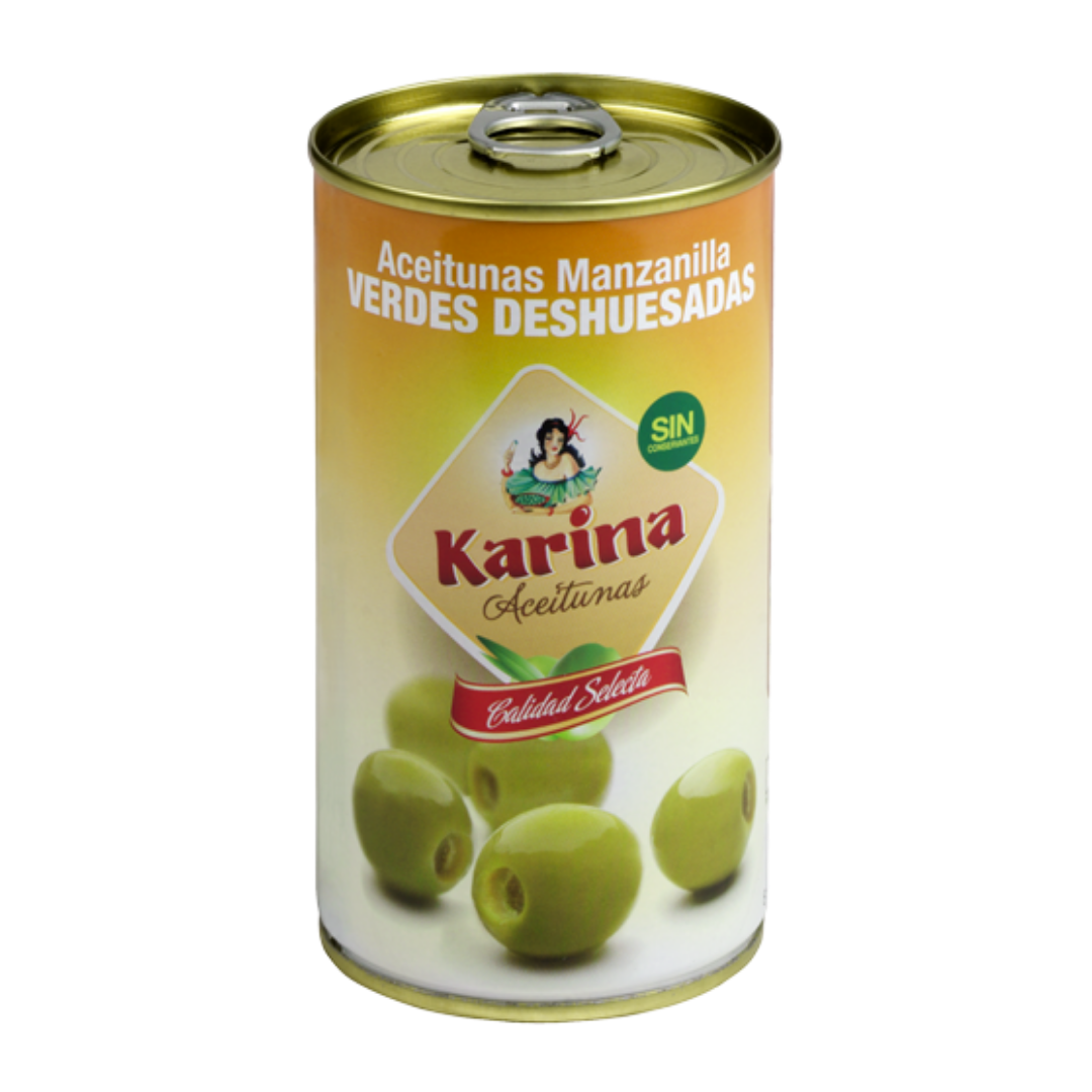 Karina Pitted Manzanilla Green Olives (350g x 12 cans)