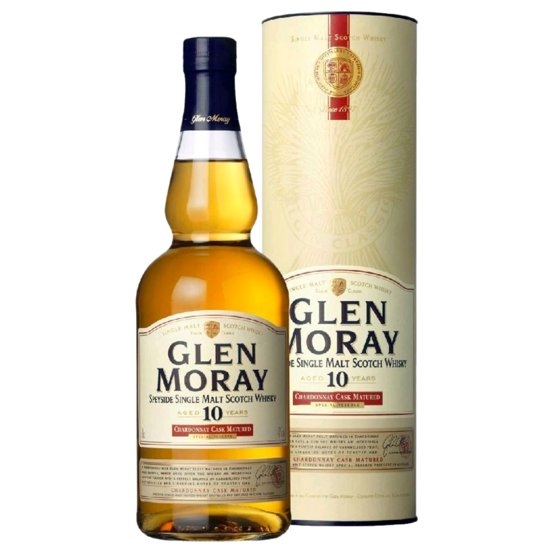 Glen Moray 10YO Chardonnay Cask Matured Single Malt Scotch Whisky (70c)