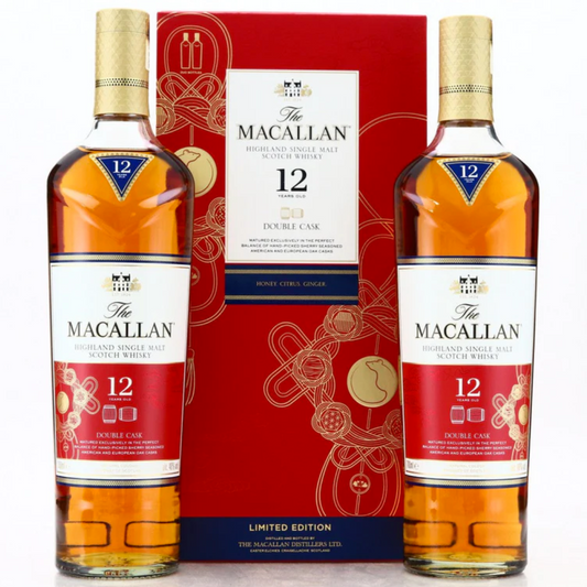 The Macallan Double Cask 12YO Highland Single Malt Scotch Whisky Year of the Rat 2020 Lunar New Year Festive Set (2 Bottles)