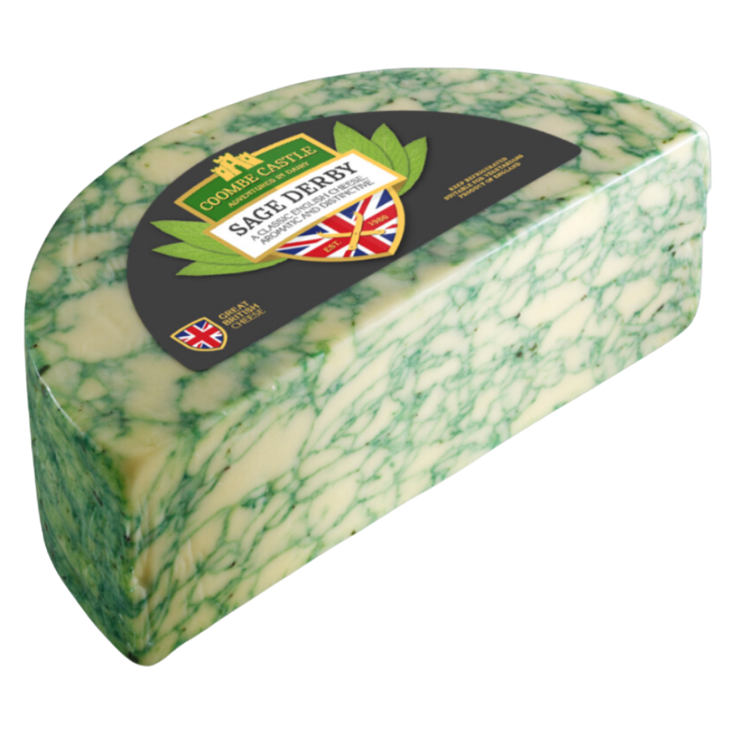 Coombe Castle Sage Derby Cheddar Cheese 2kg