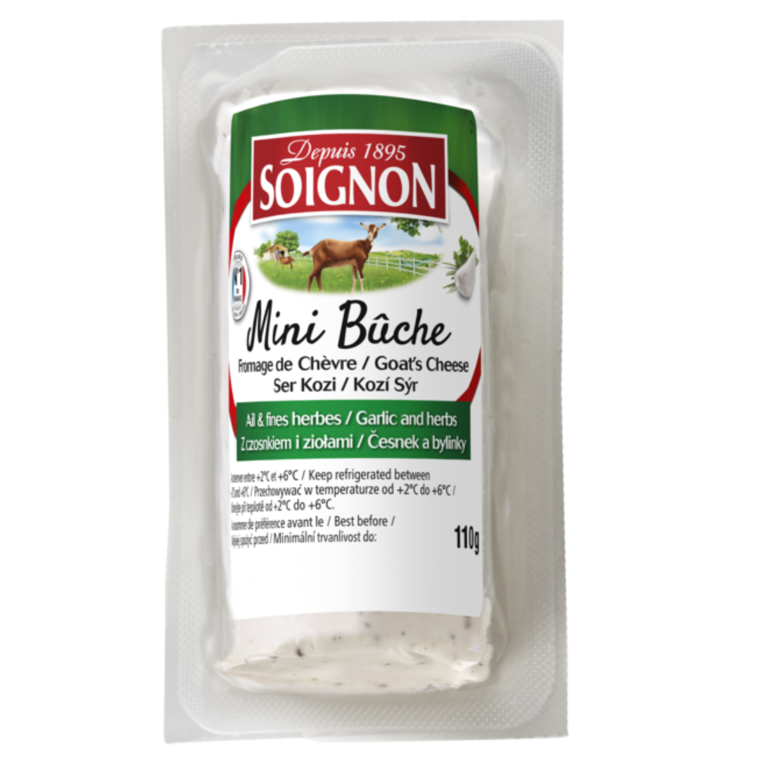 Soignon Unripened Goat Cheese Mini Log Garlic & Herbs 110g