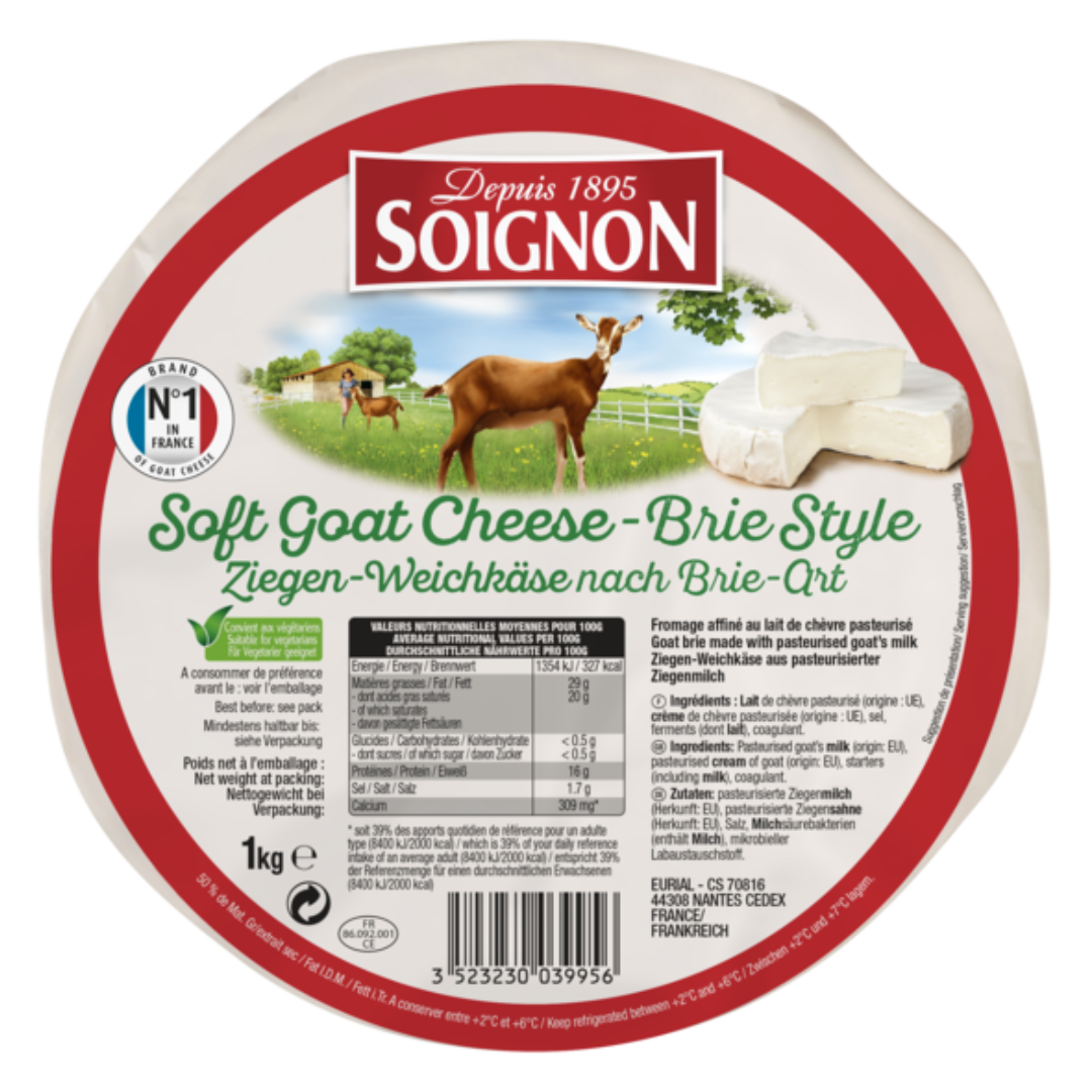 Soignon Soft Goat Cheese - Brie Style (6 x 100g Portion)