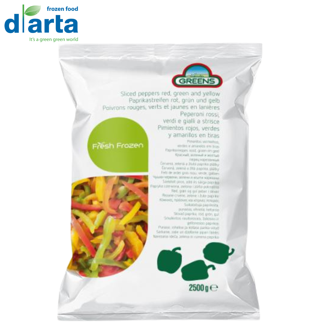 D'Arta Peppers Red/Green/Yellow Sliced 2.5kg (4packs/box)