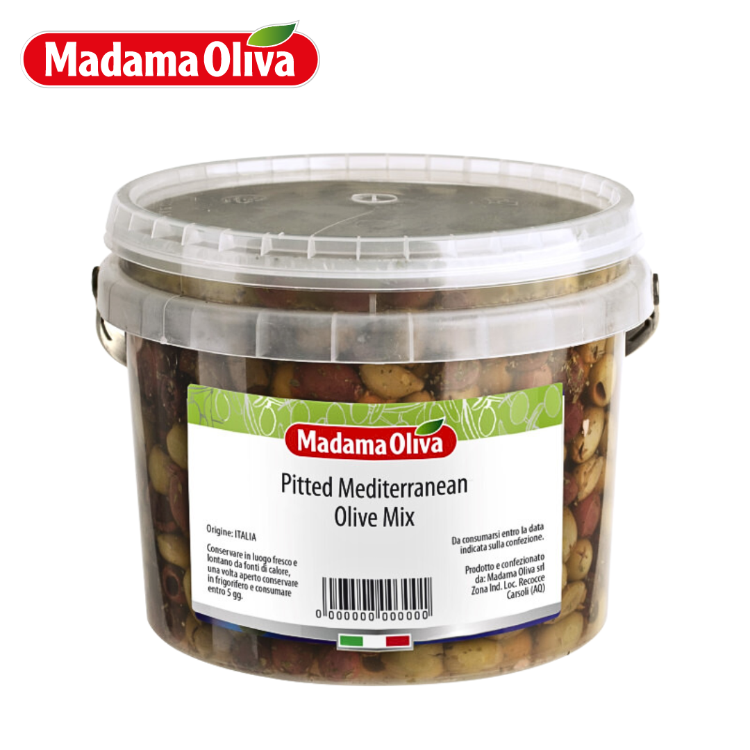 Madama Oliva Pitted Seasoned Mixed Mediterranean Olives 1.8kg