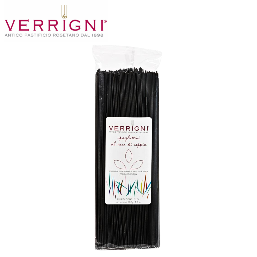 Verrigni Italian Durum Wheat Squid Ink Spaghetti 075 500g