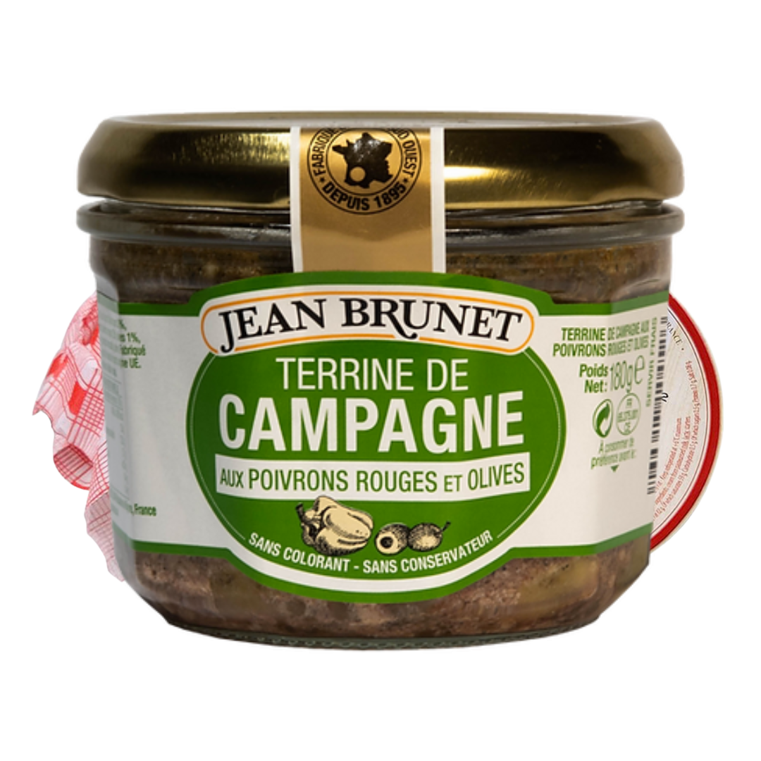 Jean Brunet Pork Paté with Red Peppers & Olives (12 x 180g)