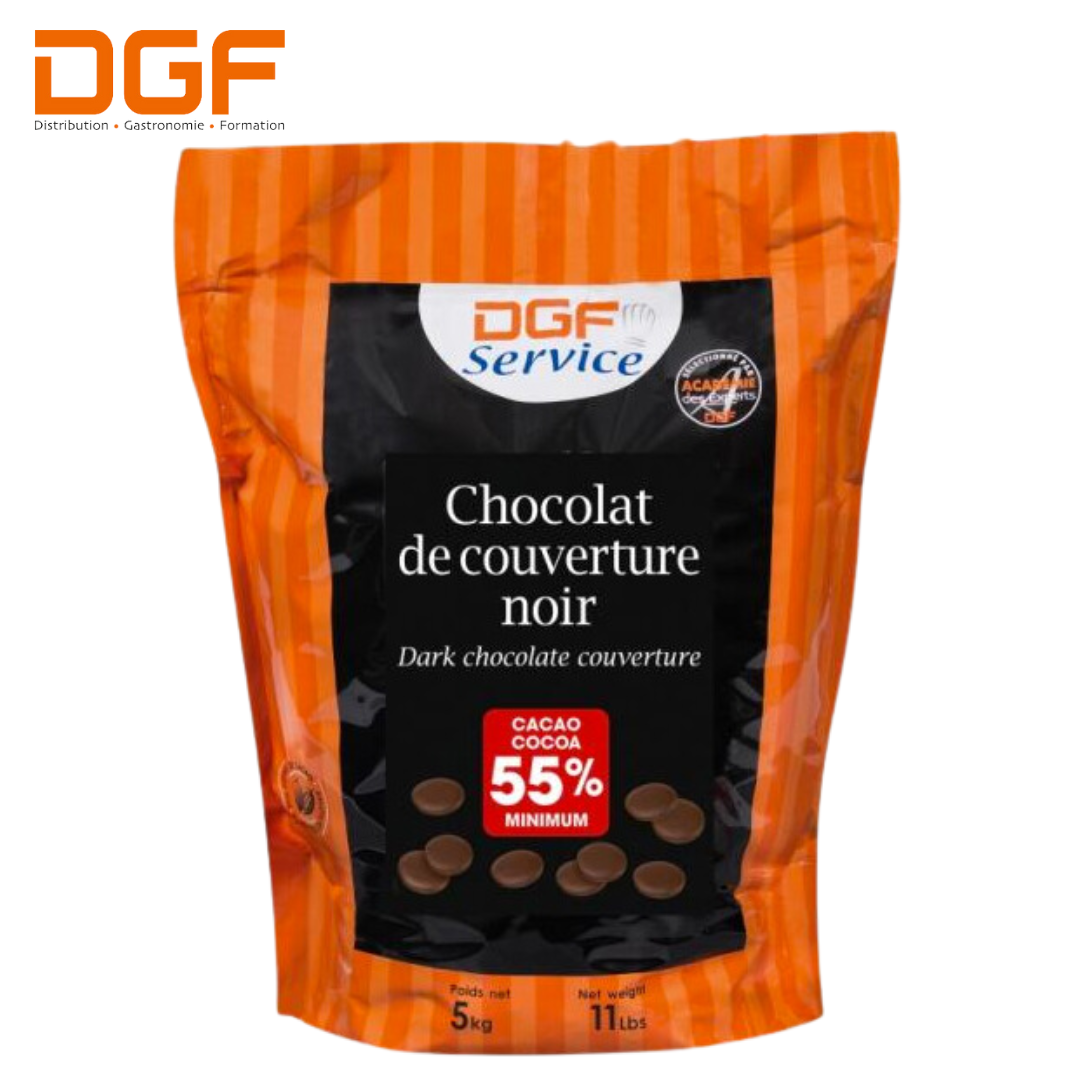 DGF Service Dark Chocolate Couverture Coins 55% 5kg