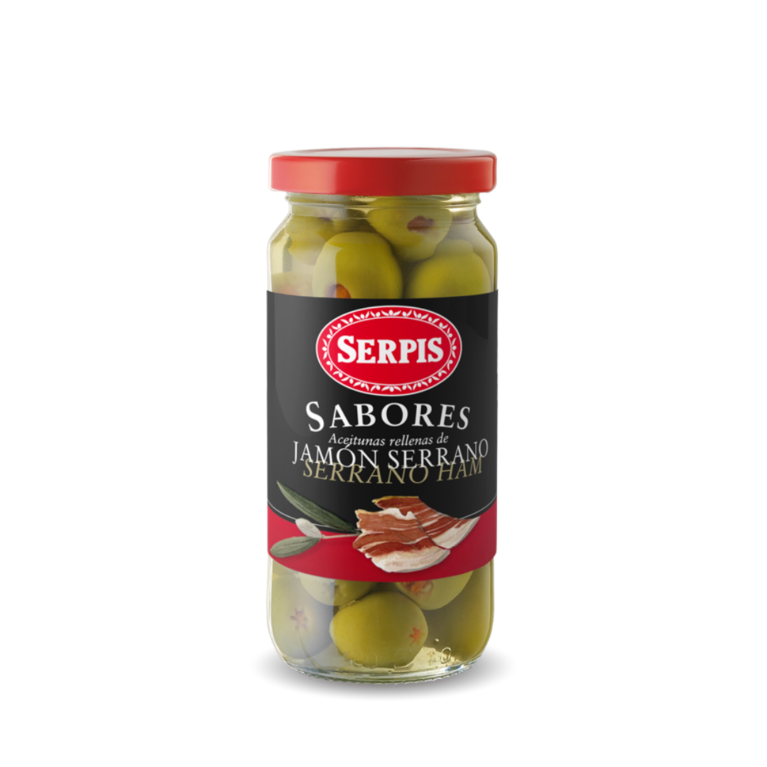 Serpis Sabores Olives Stuffed with Jamón Serrano (8 x 235g)