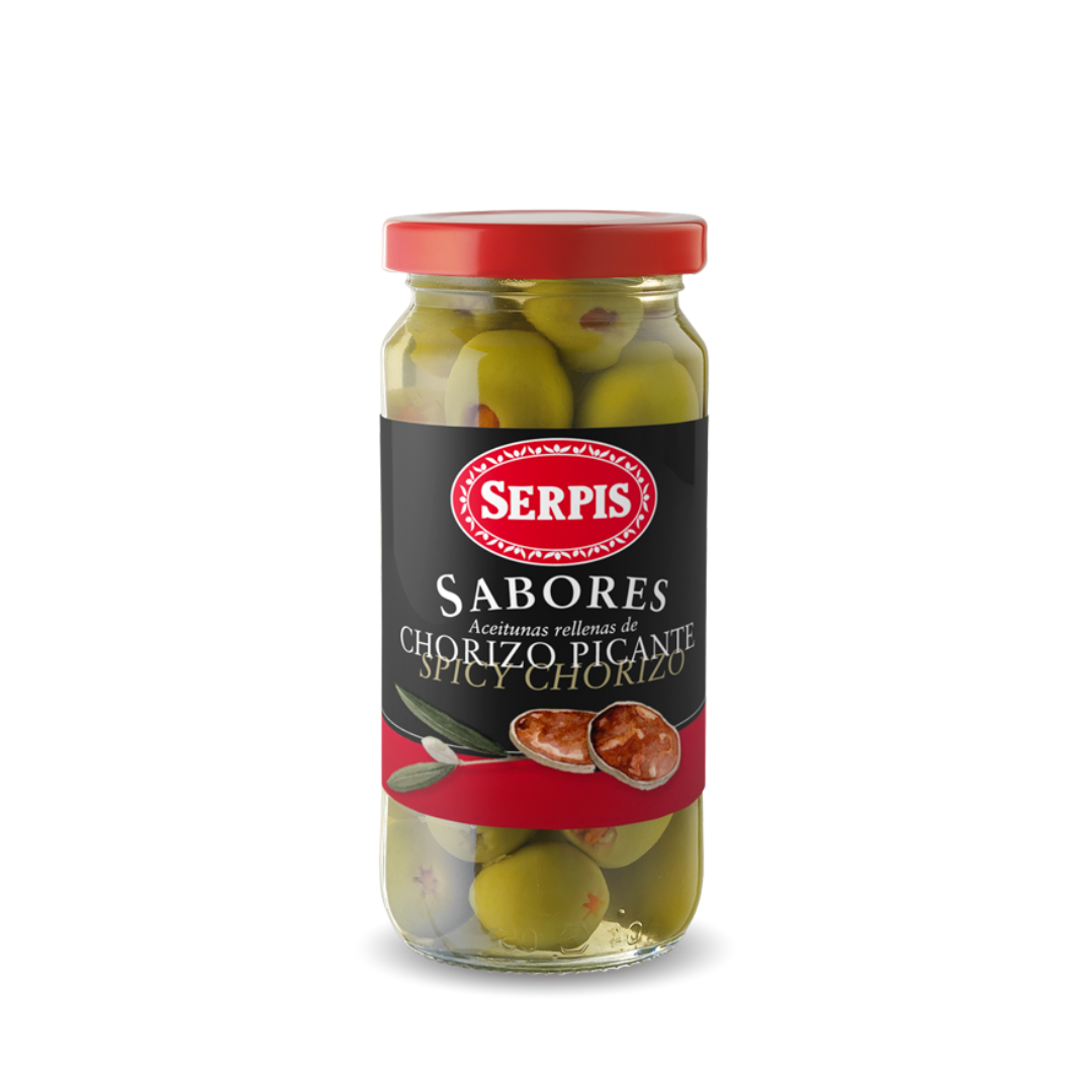 Serpis Sabores Olives Stuffed with Spicy Chorizo (8 x 235g)