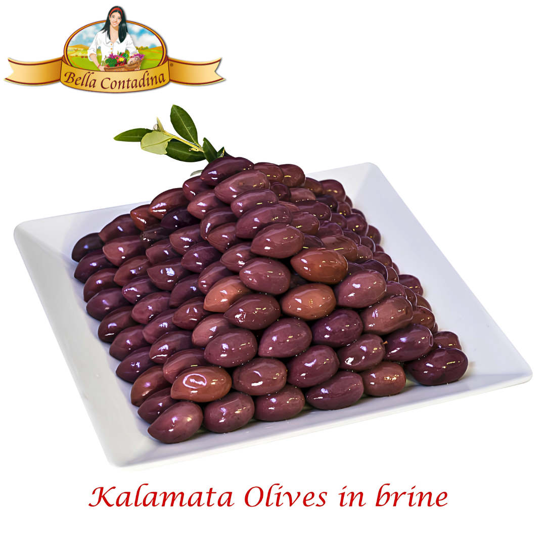 Bella Contadina Kalamata Olives in Brine 314ml glass jar