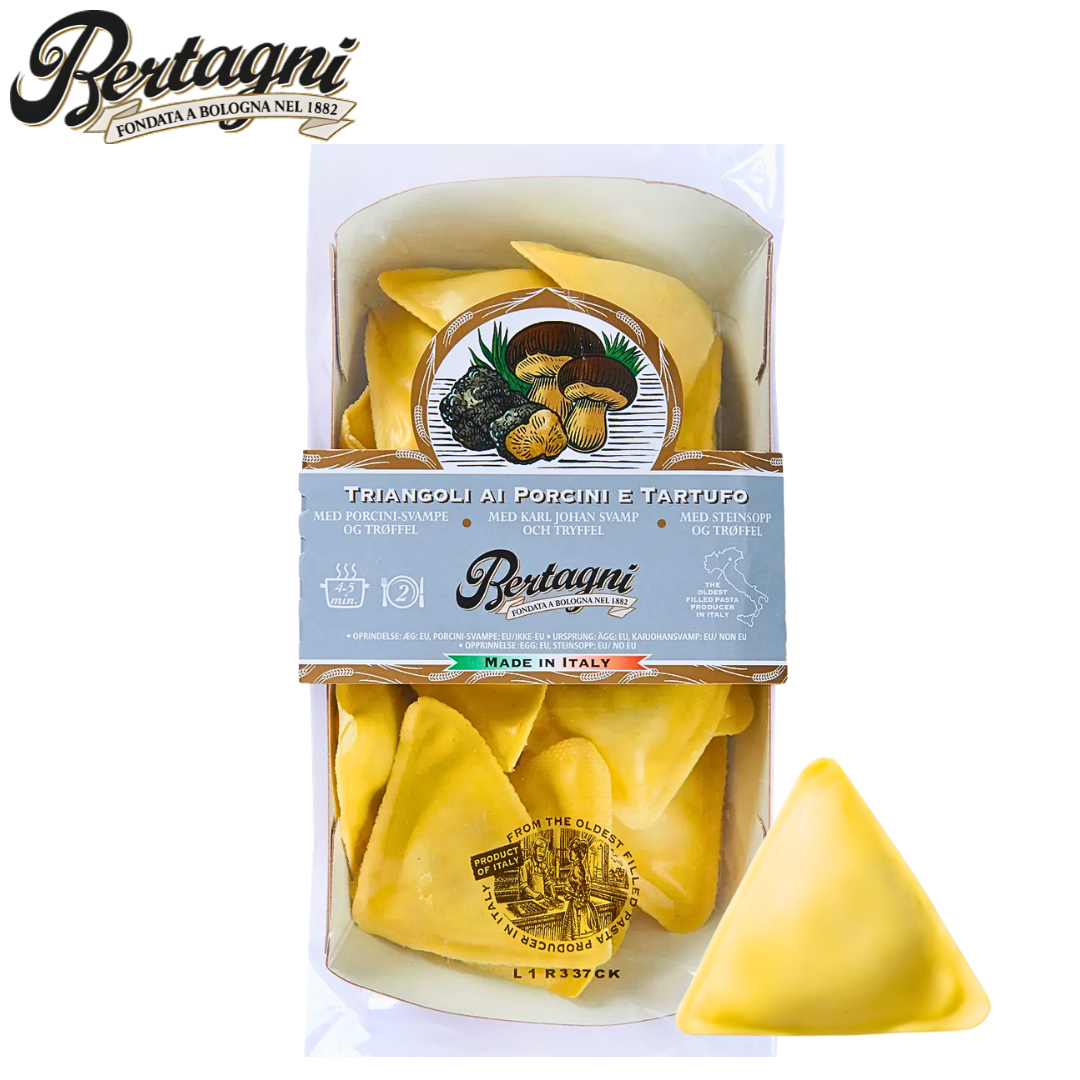 Bertagni triangoli porcini truffle stuffed pasta gourmet Italian