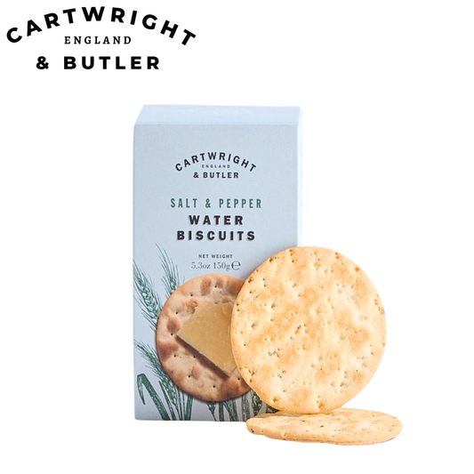 Cartwright & Butler Water Biscuits with Sea Salt and Black Pepper 150g savoury crackers for cheese boards