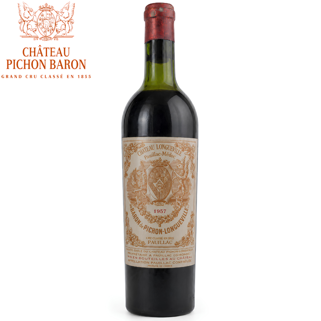 Château Pichon-Longueville au Baron de Pichon-Longueville 1957 historic Pauillac wine bottle