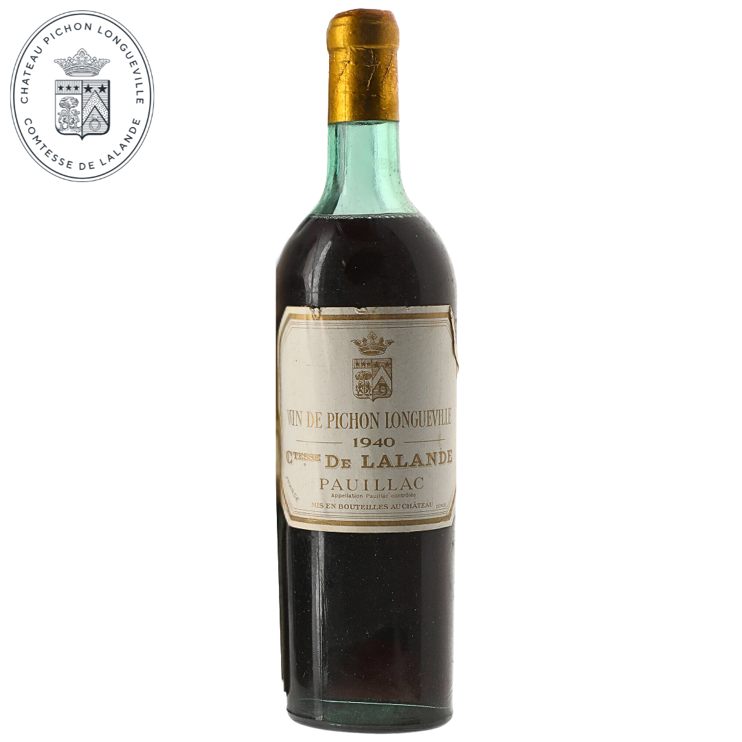 Château Pichon Longueville Comtesse de Lalande 1940 historic Pauillac wine bottle