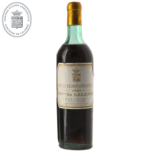Château Pichon Longueville Comtesse de Lalande 1940 historic Pauillac wine bottle