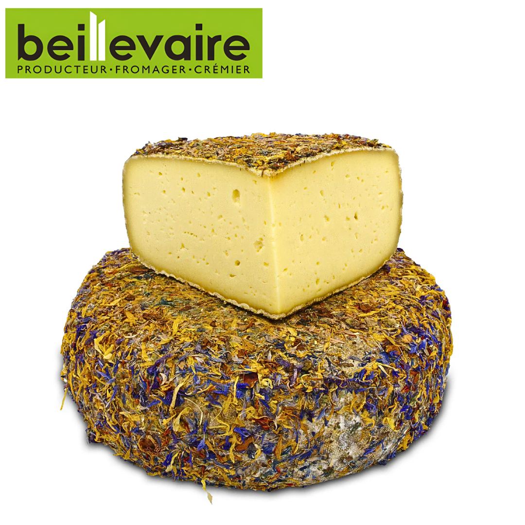 Fromagerie Beillevaire Tomme aux 7 Fleurs semi-soft cow milk cheese with edible flowers