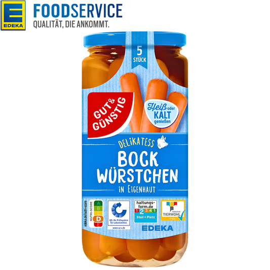 GUT & GÜNSTIG Bockwürstchen German Smoked Sausages 5 Pieces 380g