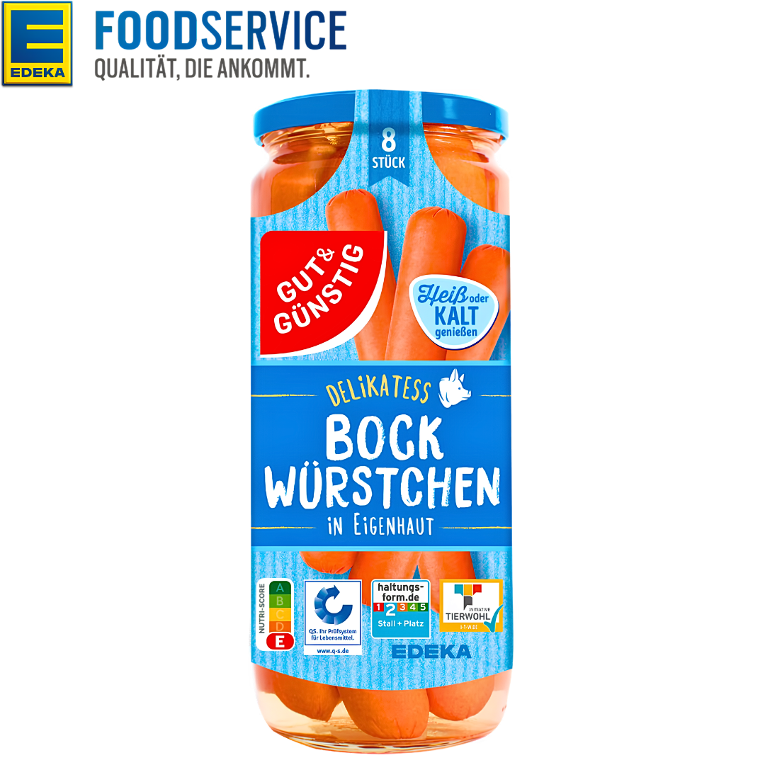 GUT & GÜNSTIG Bockwürstchen German Smoked Sausages 8 Pieces 1kg