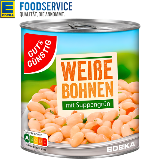 GUT & GÜNSTIG White Beans with Soup Vegetables 800g Weisse Bohnen mit Suppengrün