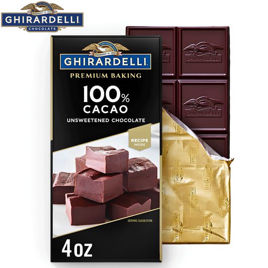 Ghirardelli Premium 100 Percent Cacao Unsweetened Chocolate Baking Bar