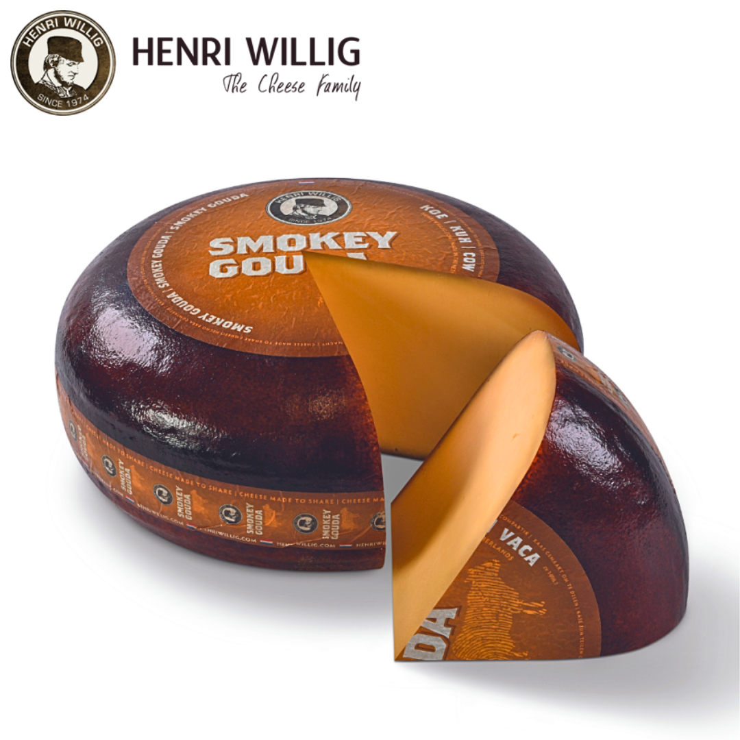 Henri Willig Smokey Gouda cheese wheel naturally smoked