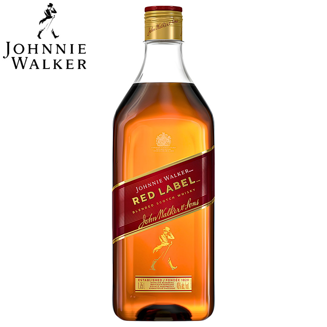 Johnnie Walker Red Label Scotch Whisky bottle with iconic red diagonal label 1.75L