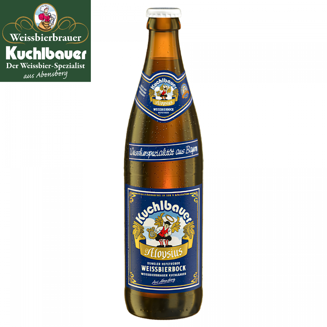 Kuchlbauer Weissbierbock Aloysius dark Bavarian wheat bock beer 500ml glass bottle 7.2% ABV from Germany