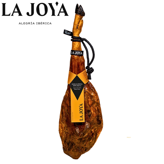 La Joya Jamón de Bellota 100% Ibérico whole Spanish acorn-fed ham 7.5–8.5kg premium gift box from Jabugo Spain