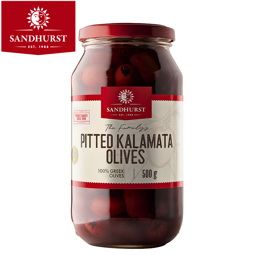 Sandhurst Pitted Kalamata Olives 500g pack