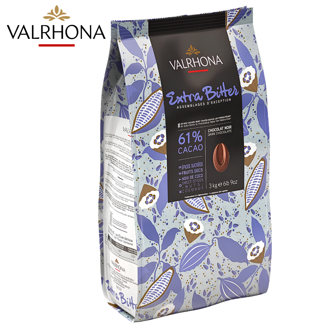 Valrhona Extra Bitter 61% dark chocolate couverture fèves 3kg bag
