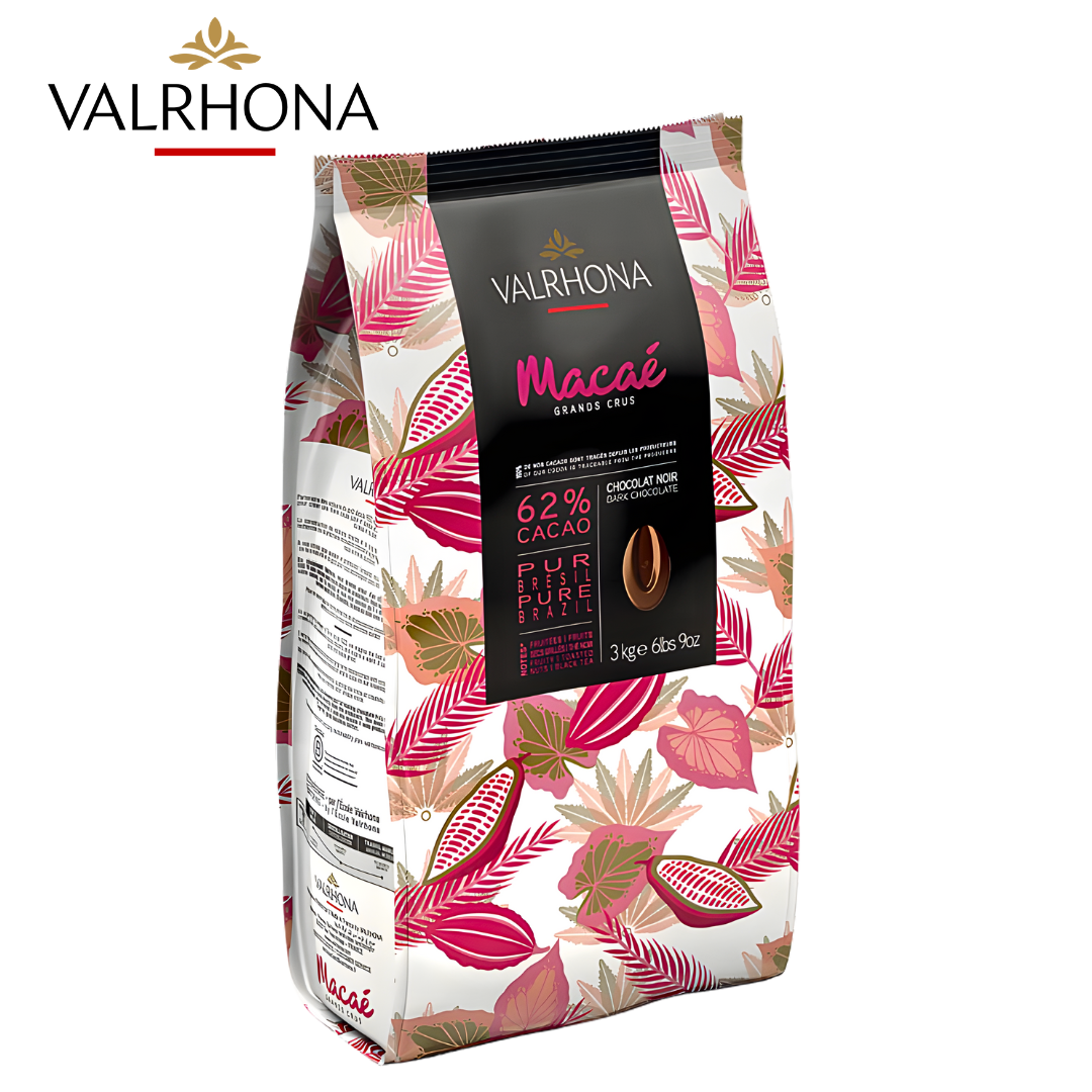Valrhona Macaé 62% single origin Brazil dark chocolate couverture 3kg bean bag