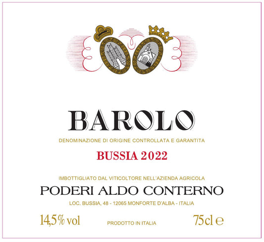 Poderi Aldo Conterno Barolo Bussia DOCG 2017 — producer reference image; pictured vintage, format and packaging may differ