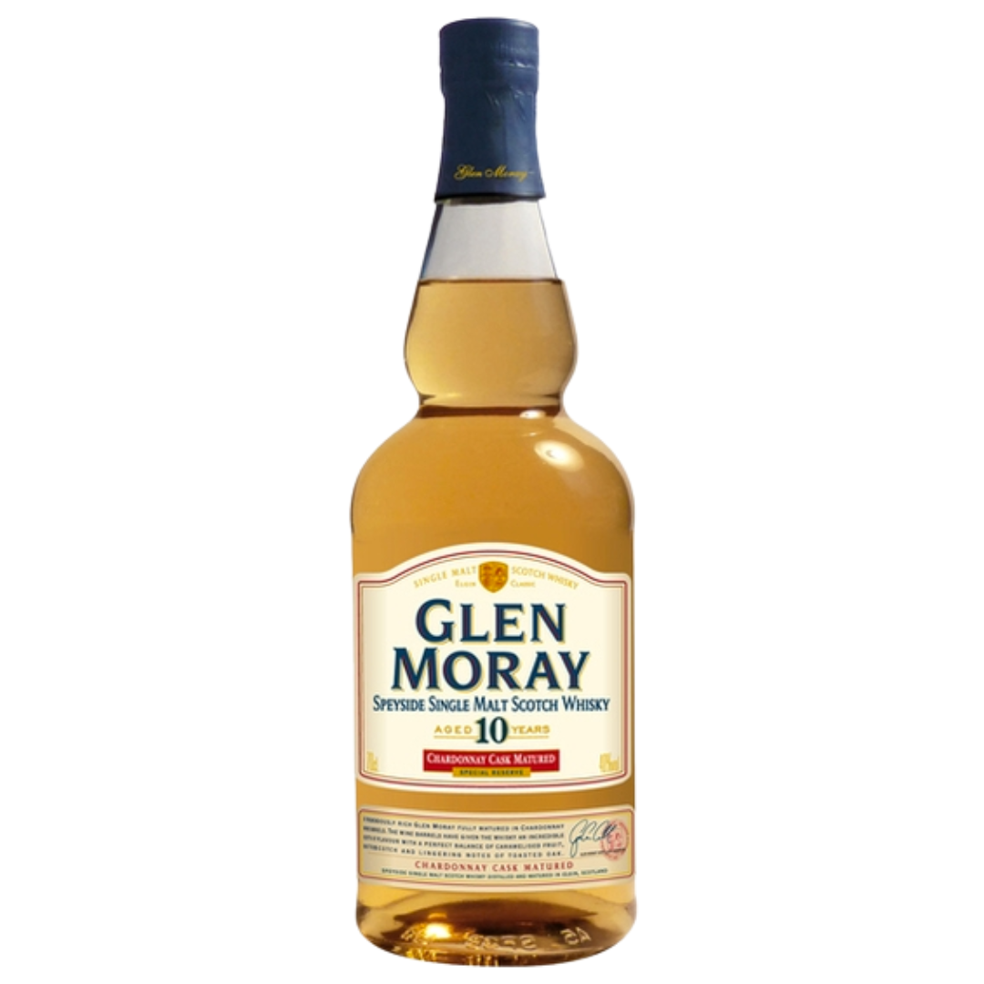 Glen Moray 10YO Chardonnay Cask Matured Single Malt Scotch Whisky (70c)