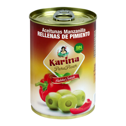 Karina Green Olives Stuffed with Red Pepper (295g x 12 cans)