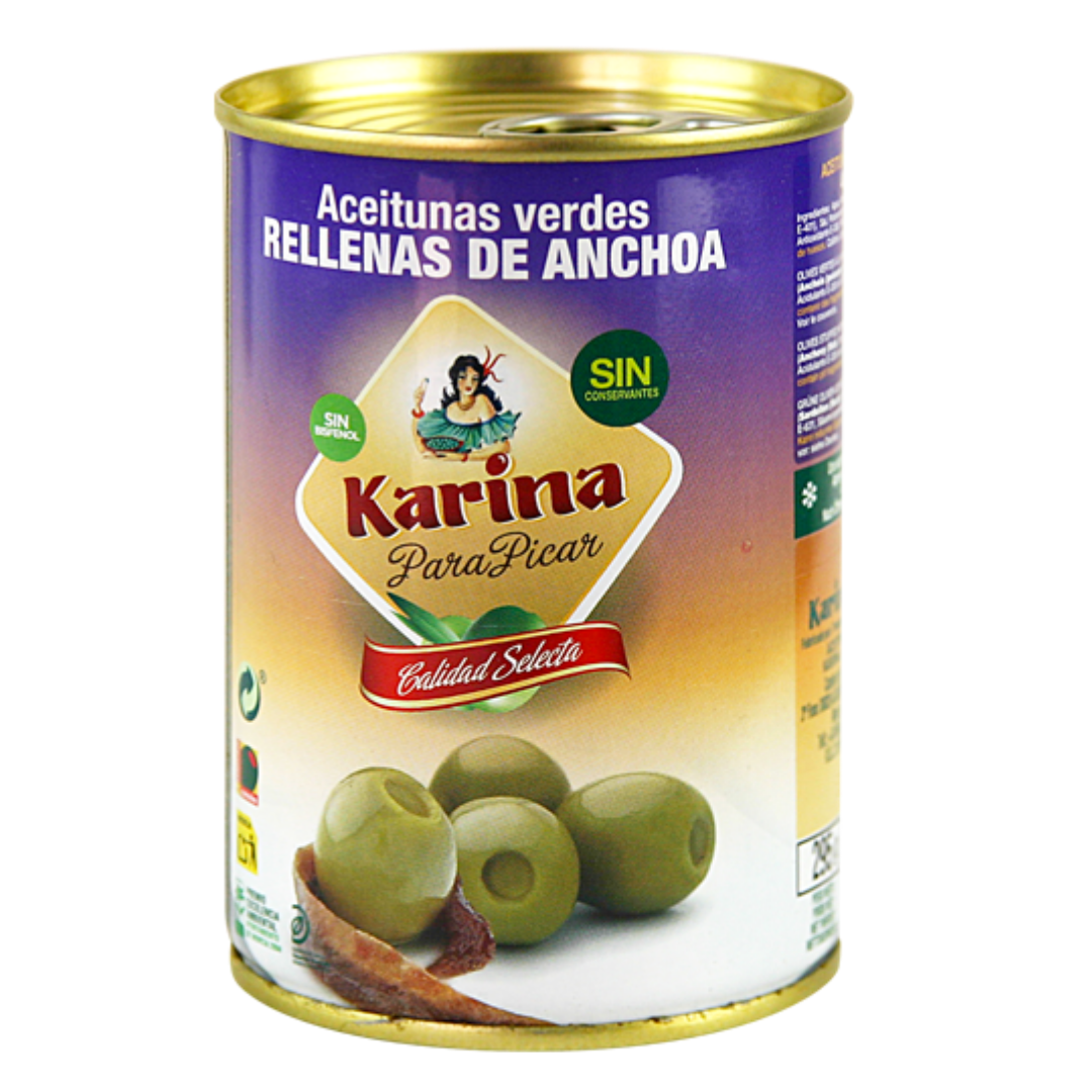 Karina Green Olives Stuffed with Anchovies (295g x 12 cans)
