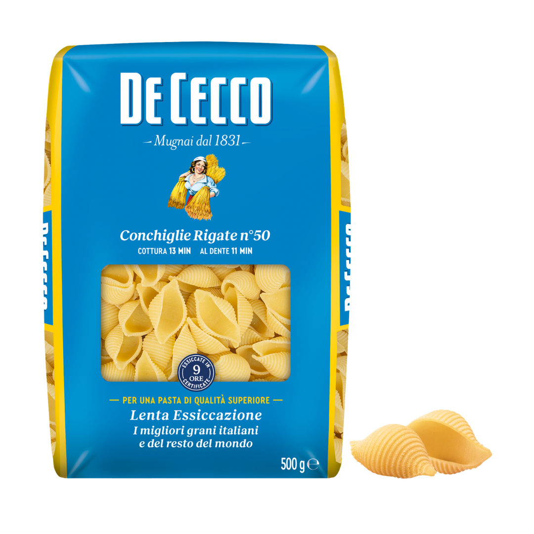 De Cecco Conchiglie Rigate No 50 500g - 24 packs/case